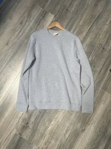 100% Organic Cotton Heather Grey Cloud Brushed Fleece Pullover Crew Junper