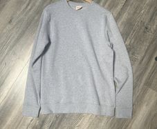 100% Organic Cotton Heather Grey Cloud Brushed Fleece Pullover Crew Junper