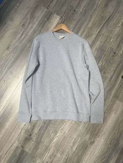 100% Organic Cotton Heather Grey Cloud Brushed Fleece Pullover Crew Junper