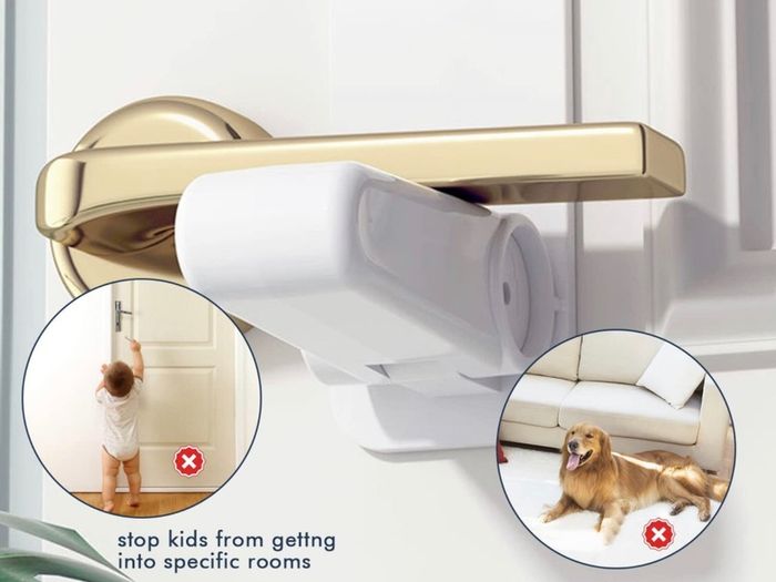 Door Lever Lock, 2 Pcs Door Handle Locks for Child, Baby Safety Locks for Dedroom Door No Drilling with Prevent Toddlers from Opening Doors (White)