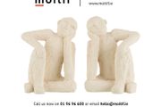 Set Of 2 Large Bookend Sitting - Cement White