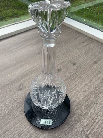 Large Cut Crystal Glass Decanter with Stopper, 35cm, Heavy 1.44kg