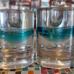 Fabulous Pair of Vintage 1980s Finnish Glass Candleholders by Iittala Glass, Arktia Candleholders from the Arkipelago Series Designed by Timo Sarpaneva, Design Year 1978.