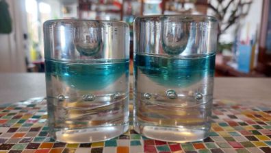 Fabulous Pair of Vintage 1980s Finnish Glass Candleholders by Iittala Glass, Arktia Candleholders from the Arkipelago Series Designed by Timo Sarpaneva, Design Year 1978.