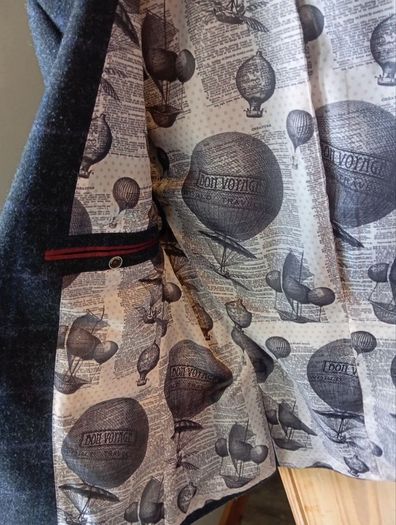 HERBIE FROGG Mens Tweed Blazer Blue Check Abraham Moon Wool Jacket 40R Velvet