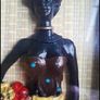 Large Wooden 3D African Art Shadow Box  with Resin Tradional Female Figure. Image 4
