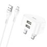 Hoco C90B Grandiose Dual Port Charger Set Type-C White Image 2