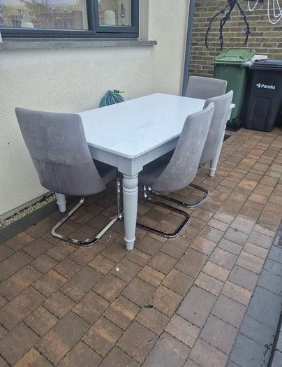Marble top dining table and 6 chairs