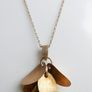 Vintage Long Sterling Silver 925 Gold Plated Leaf Pendant Necklace length 32" - 11g Image 4