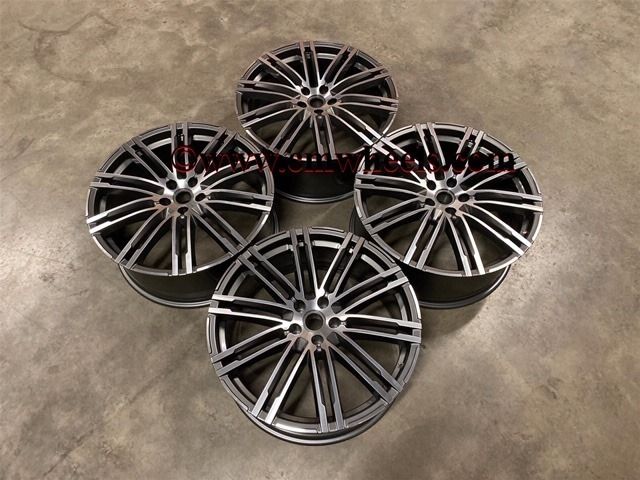 21" Inch Porsche Macan Turbo Style Alloy Wheels Gunmetal polished 5x112 66.6