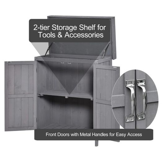 Outdoor Garden Storage Shed Tool Wooden Box Double Doors (FREE SHIPPING)
