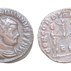 Maximianus AE 20mm 2,8g Silvered Antoninianus. Kyzikos  AD 286-290 IOVI CONSERV