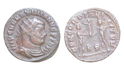 Maximianus AE 20mm 2,8g Silvered Antoninianus. Kyzikos  AD 286-290 IOVI CONSERV