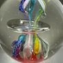 Vintage Hand Blown Art Glass Floating Ring Flower Paperweight Image 4