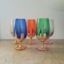 Mid-century harlequin set of gold flames glasses Image 2
