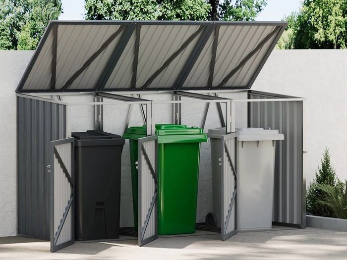 Double Metal Wheelie Bin Shelter Shed Storage