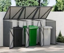Triple Metal Wheelie Bin Shelter Shed Storage NEW