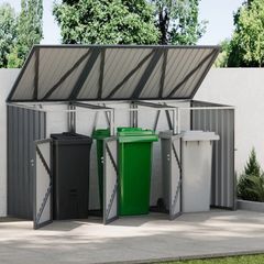 Triple Metal Wheelie Bin Shelter Shed Storage NEW
