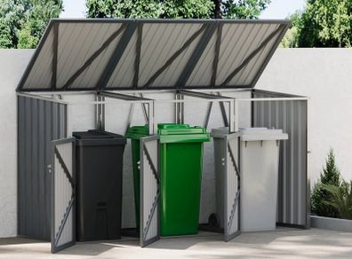 Triple Metal Wheelie Bin Shelter Shed Storage NEW