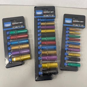 Draper EXPERT 1/2", 3/8" & 1/4" Sq. Dr. Metric Coloured Deep Socket Set 3 PACK DEAL (28 Piece)