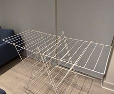 White metal clothes airer - folding laundry drying rack