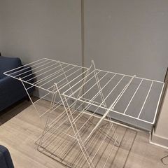 White metal clothes airer - folding laundry drying rack