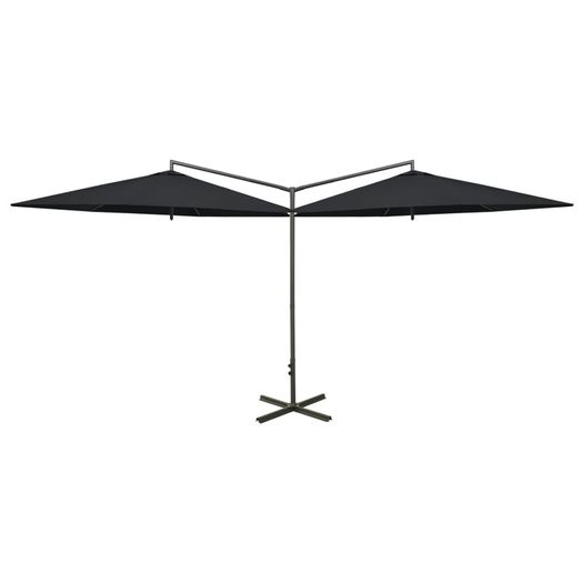 Double Parasol with Steel Pole Black 600 cm