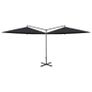 Double Parasol with Steel Pole Black 600 cm Image 2