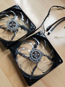 12cm White LED Fans with a 3-pin splitter