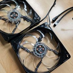12cm White LED Fans with a 3-pin splitter