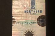five pound sterling from Northern Bank 01.10.1999