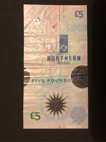 five pound sterling from Northern Bank 01.10.1999