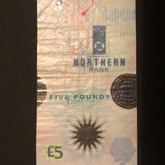 five pound sterling from Northern Bank 01.10.1999