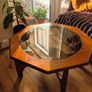 Coffee Table Vintage Mid-Century Teak + Glass Top Image 7