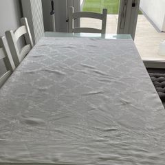 Vintage White linen tablecloth
