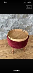 foot stool with tray top wine velvet