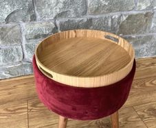 foot stool with tray top wine velvet