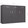 Sideboard High Gloss Grey 110x34x75 cm Chipboard Image 2