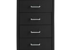 Metal Wheeled Cabinet with 6 Drawers and 4 Wheels Powder-Coated Steel Black (L x W x H) Approx. 41 x 28 x 69 cm
