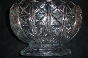 Vintage Large Italian Oval Flint Glass Pedestal Footed Bowl 10inch