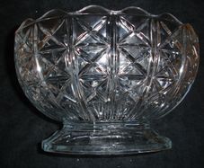 Vintage Large Italian Oval Flint Glass Pedestal Footed Bowl 10inch