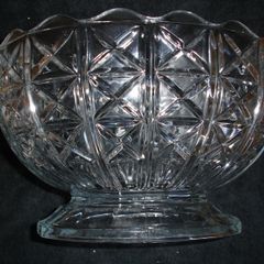 Vintage Large Italian Oval Flint Glass Pedestal Footed Bowl 10inch