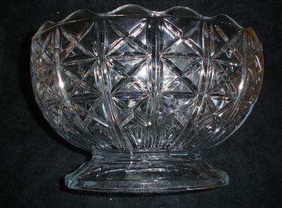 Vintage Large Italian Oval Flint Glass Pedestal Footed Bowl 10inch