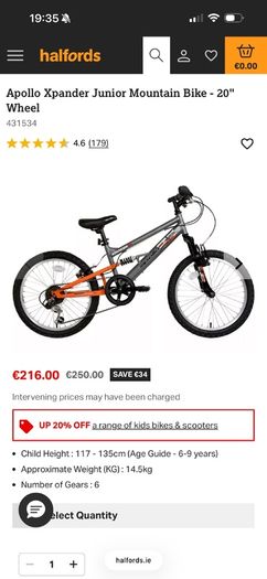 Apollo Xpander Junior Mountain Bike - 20" Wheel