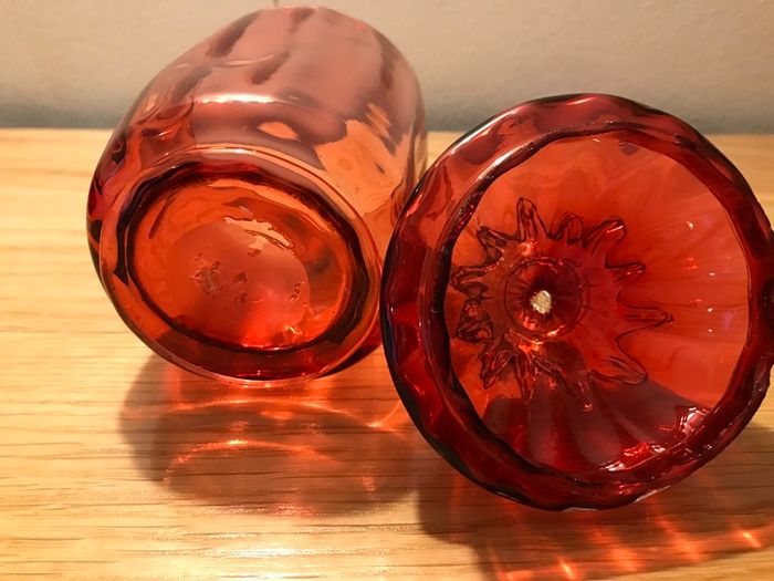 Antique Victorian Hand Blown Cranberry Glass Jar