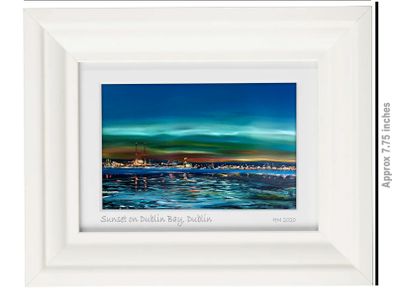 Sunset on Dublin Bay A6 framed print by artist Helen Mathews