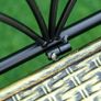 2-Seater Garden Bench Solid Metal Loveseat Imitated Rattan Pattern Vintage Style for Patio Porch Tarrace Image 4