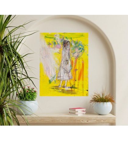 Framed Original Painting Eclectic Art Dublin Wedding Dress Art Bridal Original Art - Fashion Art - Couture Bride - Irish Figurative Art