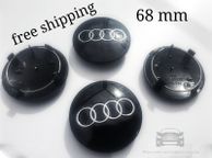 main image for ad Set/4x 68-69 mm Gloss BLACK 3D AUDI alloy wheel centre caps cap 800601170 Hub Cover