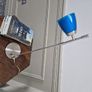 Vintage Aluminor blue desk lamp, chrome-plated metal | translucent lampshade | retro design 40W Image 9